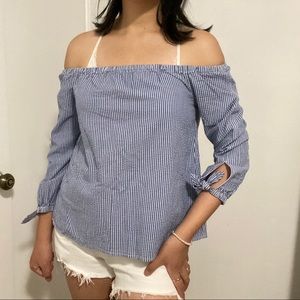 Striped off shoulder top from vineyard vines